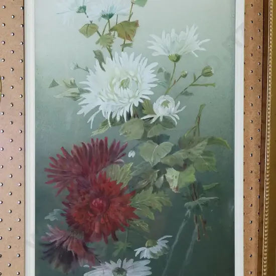 framed acrylic - dahlias