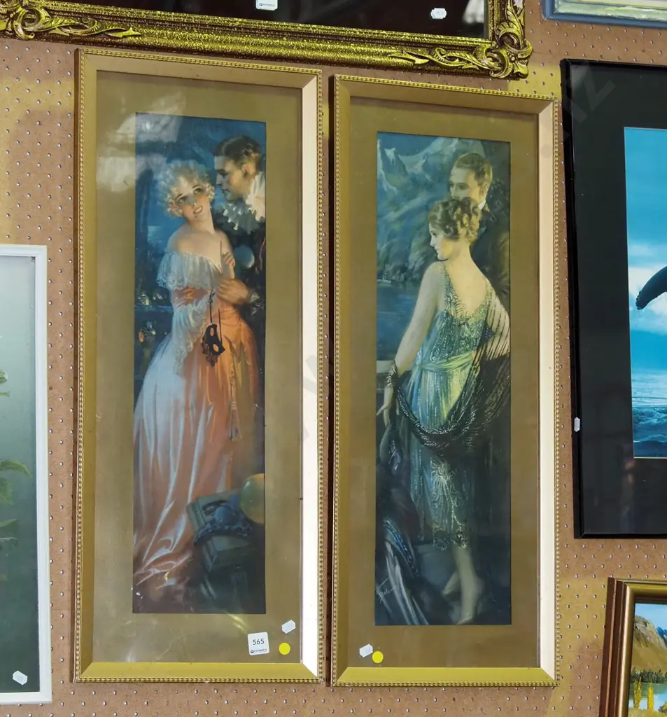 2x 1930s glamour prints - yellow dots Image 1++