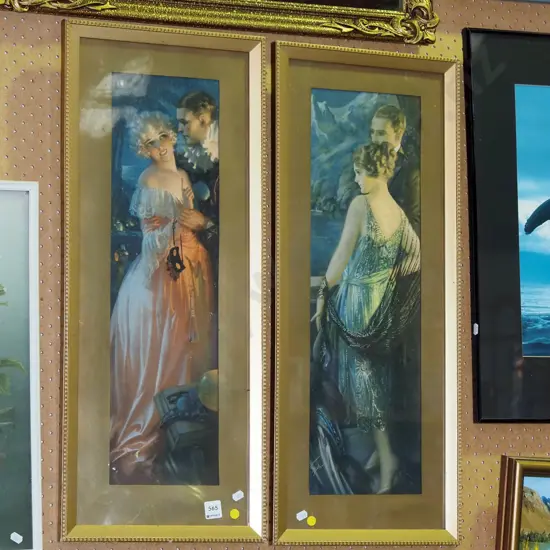 2x 1930s glamour prints - yellow dots