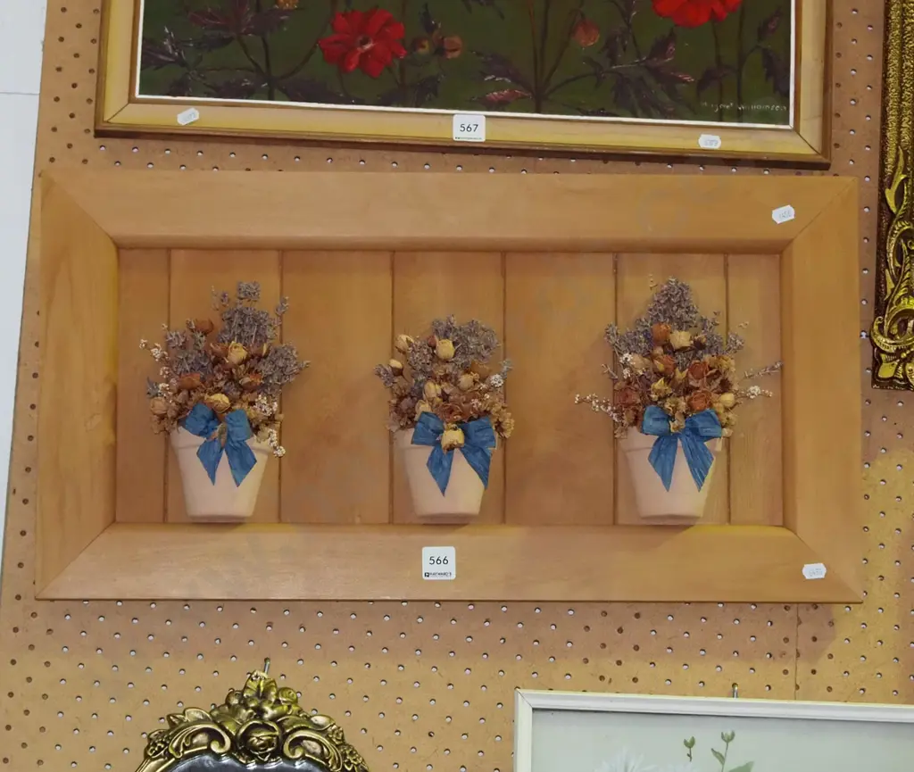 3D rimu terracotta and dried flowers on board Image 1++