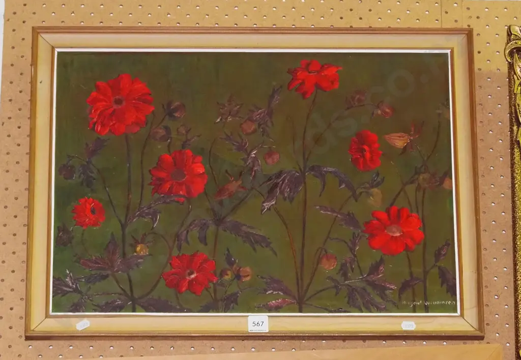 framed Margaret Wilson oil - flowers Image 1++
