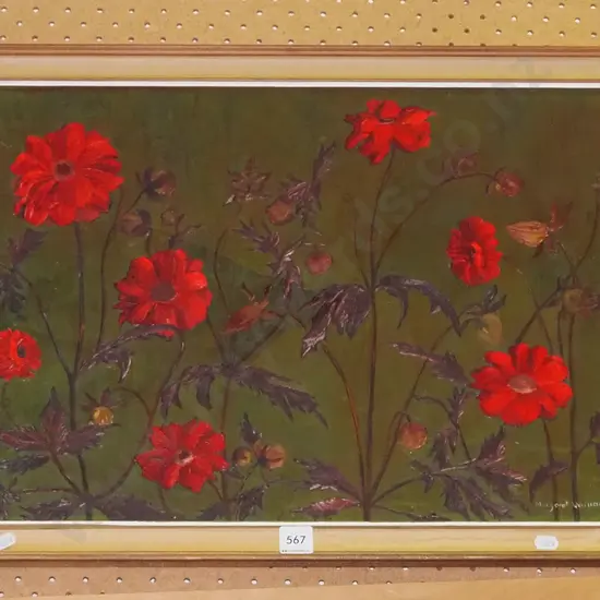framed Margaret Wilson oil - flowers