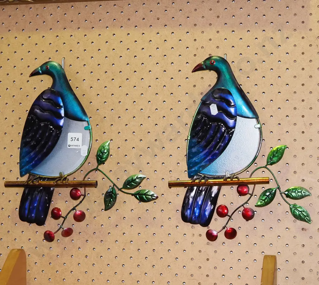 metal and glass wall art - 2x kereru Image 1++