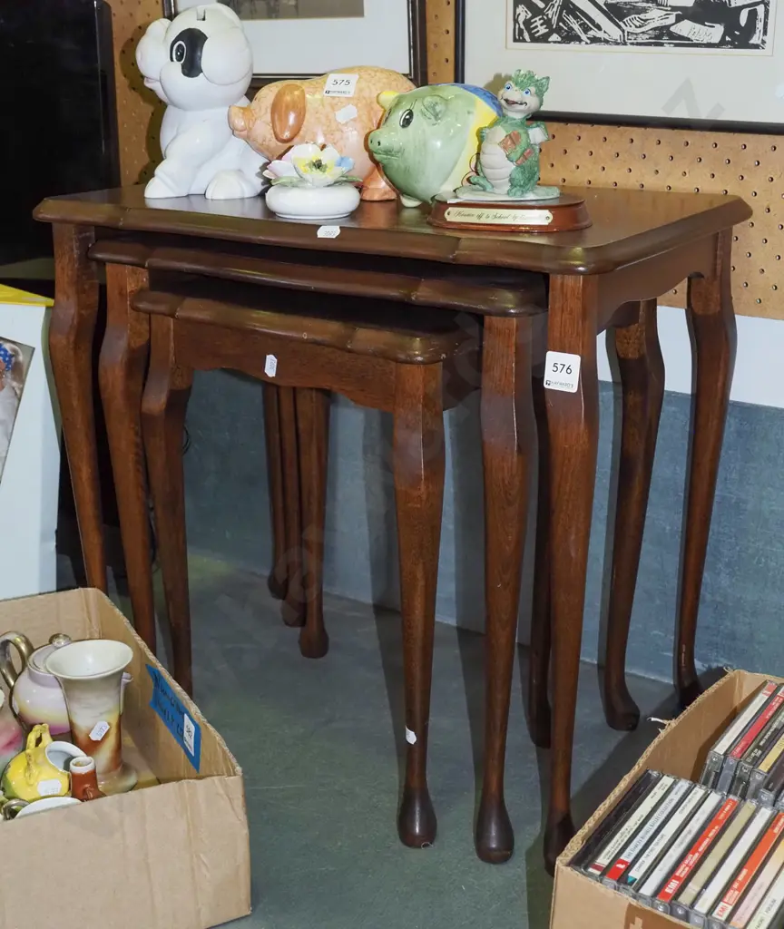 nest of 3 tables - wear to varnish Image 1++