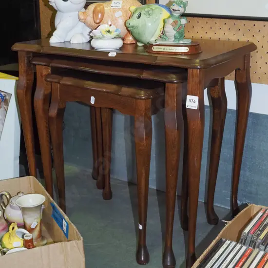 nest of 3 tables - wear to varnish