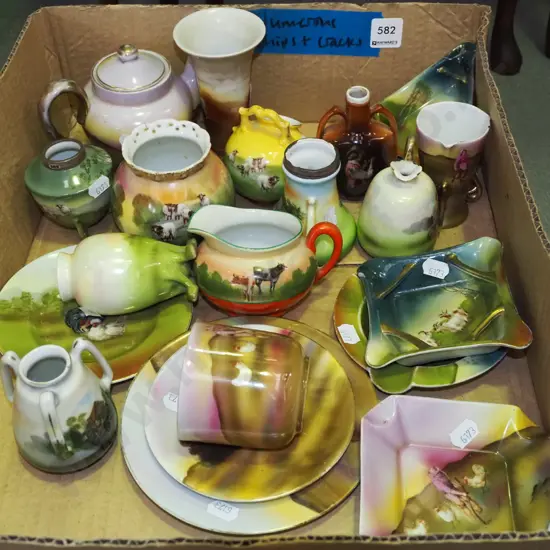 box; various Bayreuth items  - cracks and chips