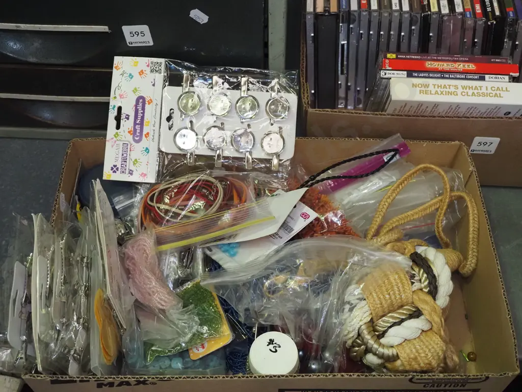 box; crafter's supplies, beads, brooch bases etc Image 1++