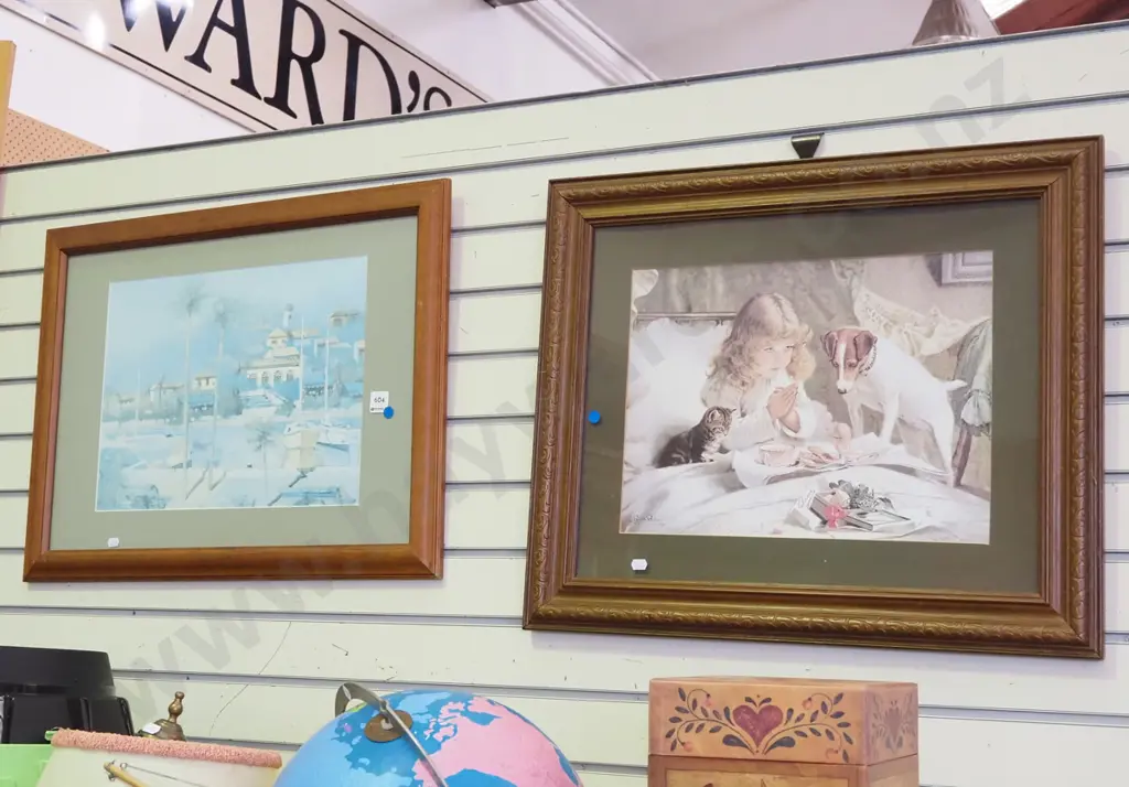 2x framed prints - blue dots Image 1++