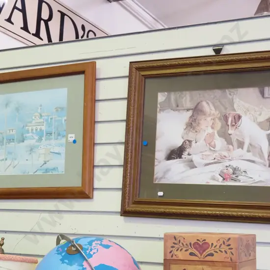 2x framed prints - blue dots