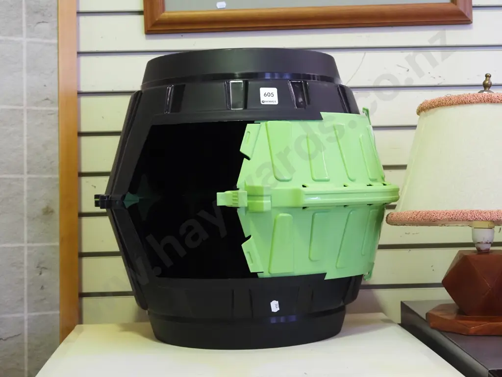 small black plastic tumble food scraps/compost bin Image 1++
