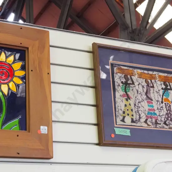 framed glass sunflower art, framed screen print - red dots