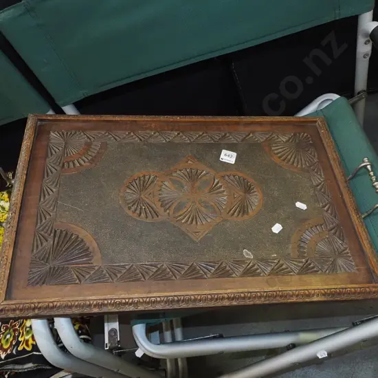 carved handled tray
