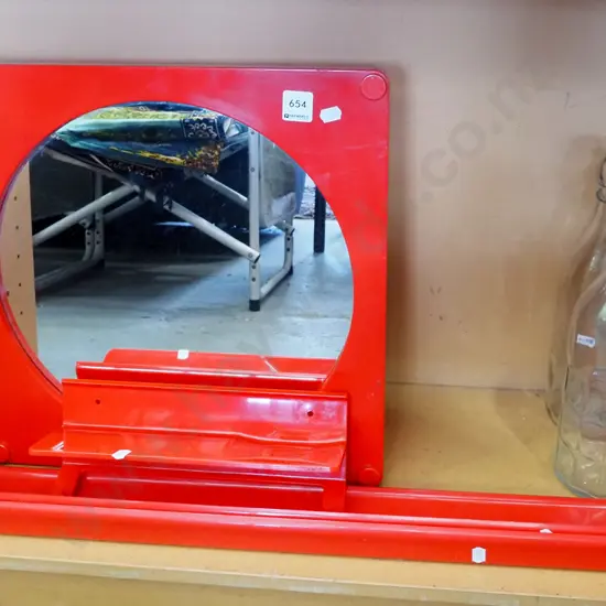 1970s plastic bathroom mirror, towel rails, soap dish