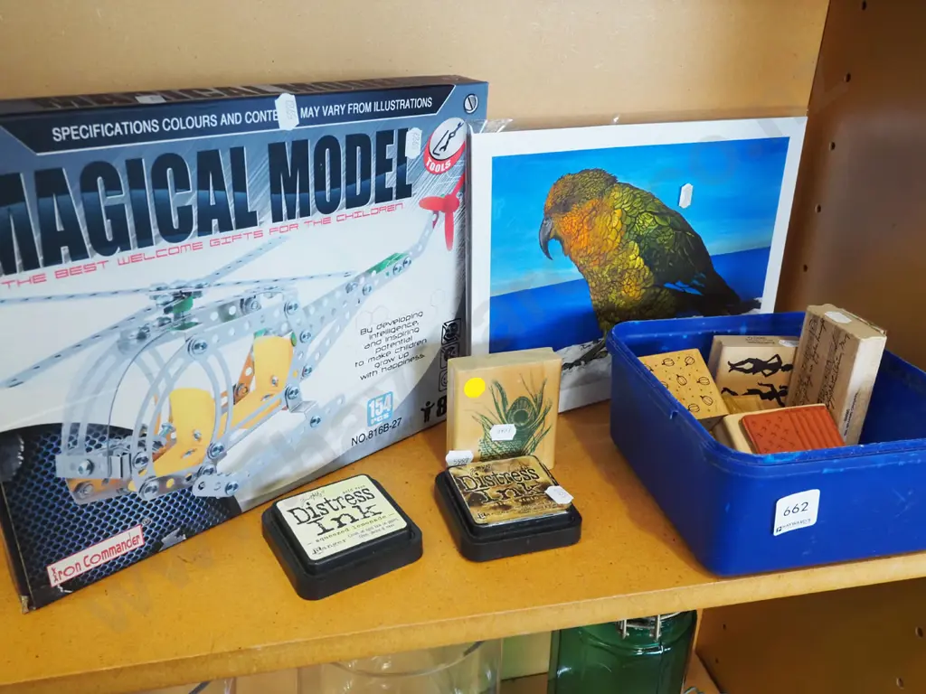 unframed kea print, toy, rubber stamps Image 1++