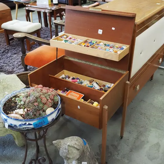 mid century end table/ sewing box