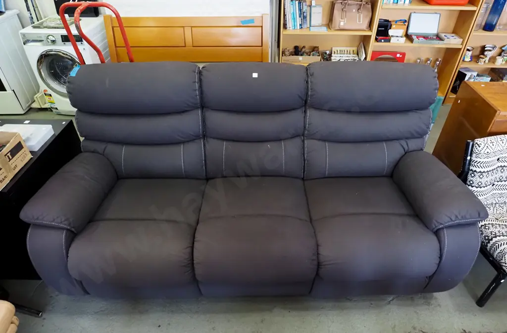 modern black upholstered 3 seater reclining lounge suite Image 1++