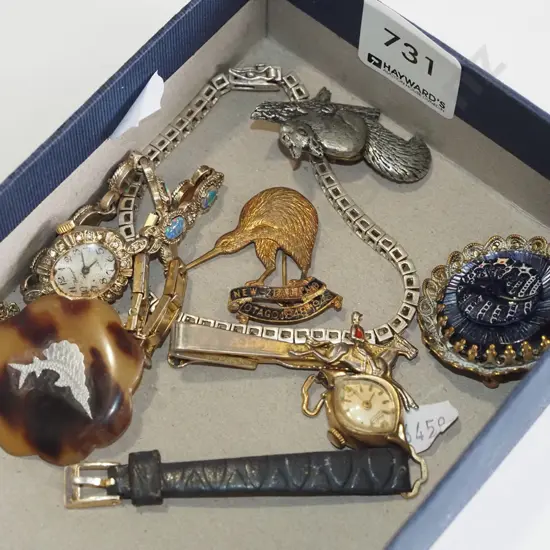 brooches, watches etc