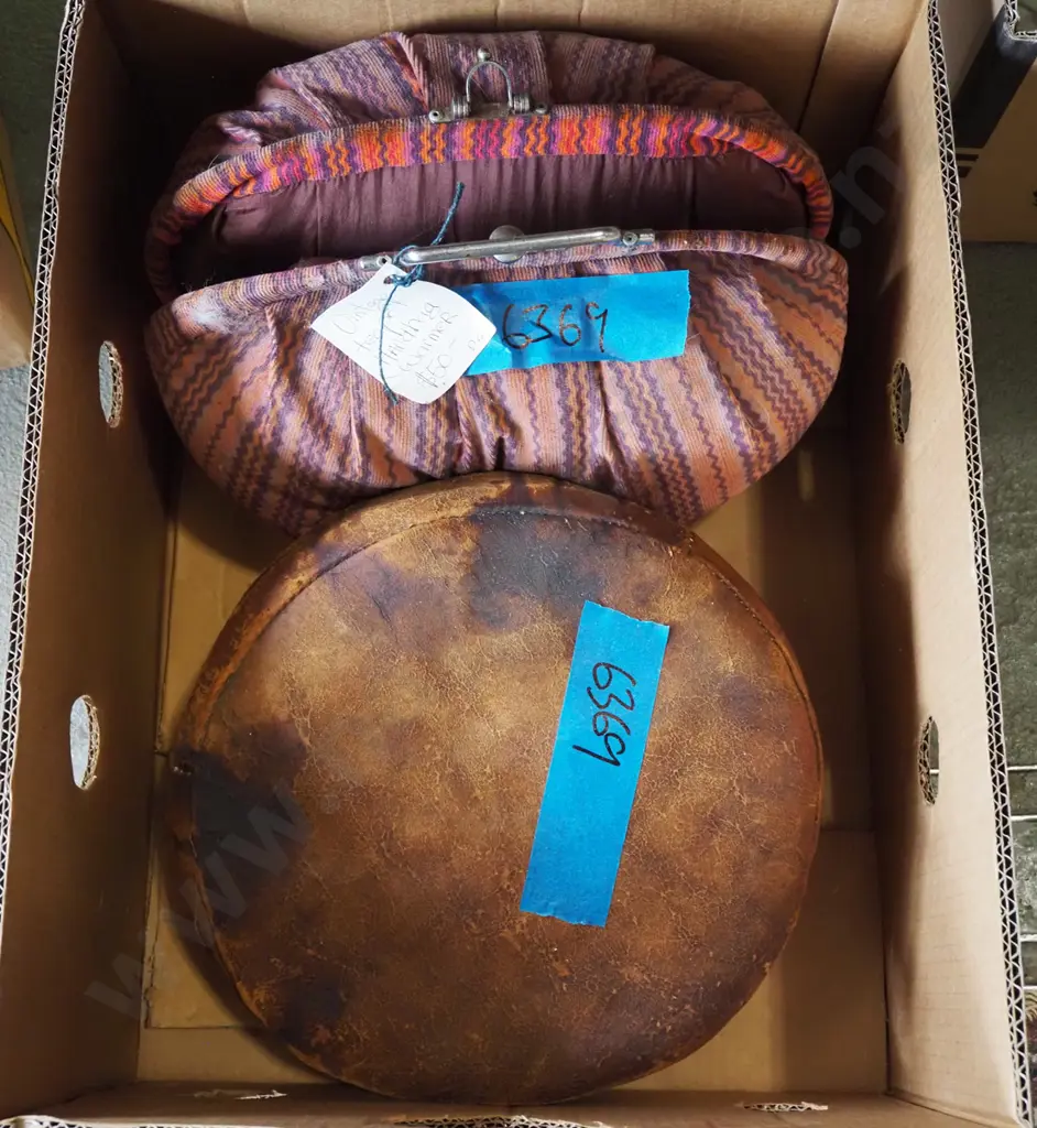 vintage teapot cosy, small leather ottoman -stained Image 1++