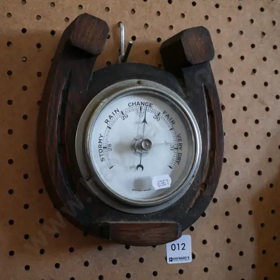 oak horseshoe themed  barometer