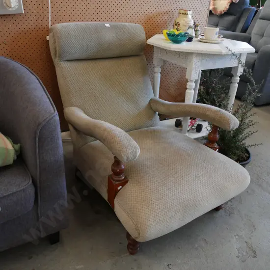 turned leg Edwardian armchair/lounger