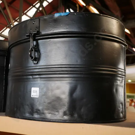 black painted hat tin