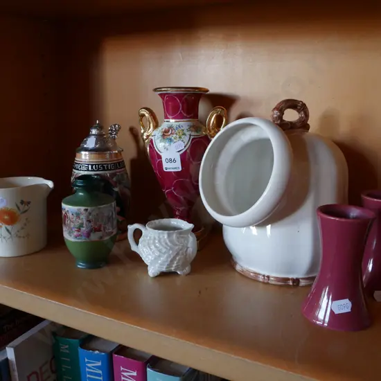 large salt pig, ewer vase H- 200 etc