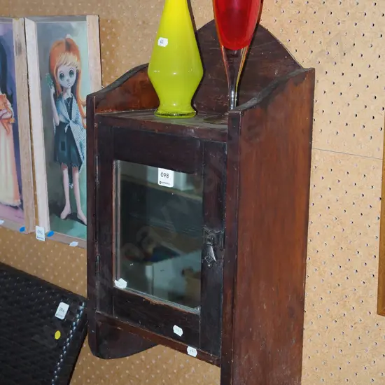 cedar wall mounted mirrored door cupboard H-530 - varish needs attention