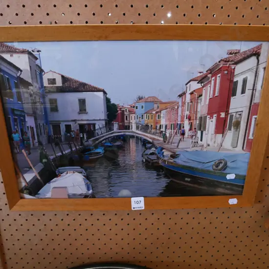 framed photo print - bridge over canal