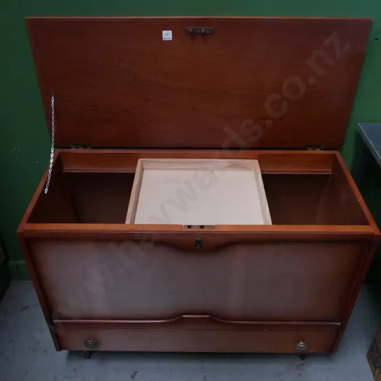 mid-century blanket box with 1 lower drawer