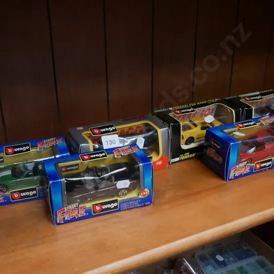 6 boxed Burago die-cast model vehicles