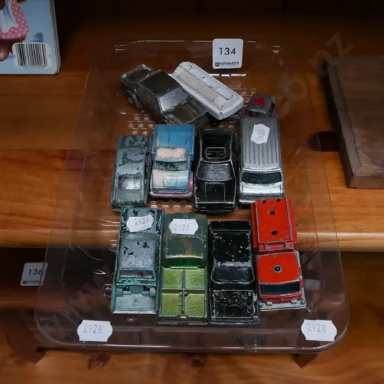 tray of model vehicles