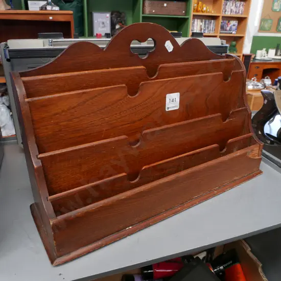 oak desk top stationery organiser - some damage