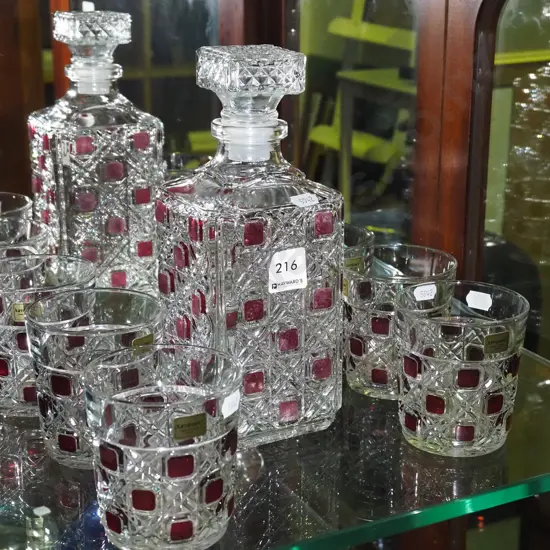 French Luminarc stoppered decanter and 6 tumblers