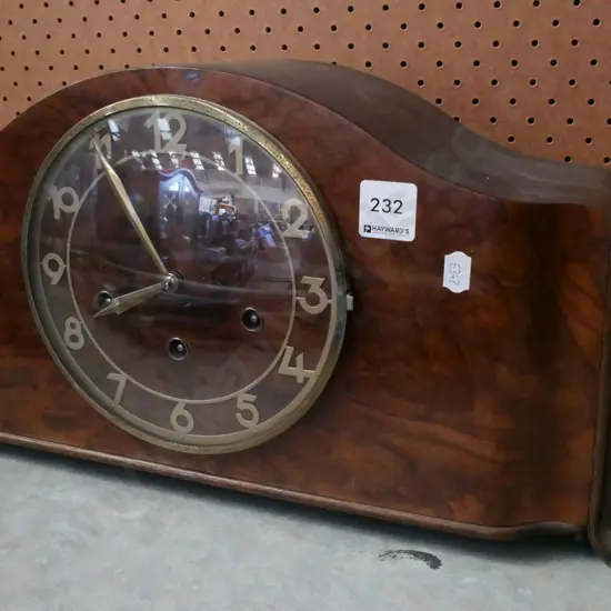 deco burr wood mantle clock