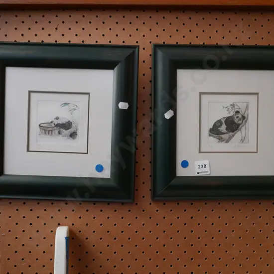 2x small artists proofs - pandas - blue dots