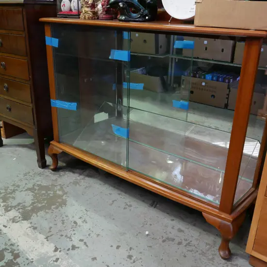 mid century 2 drawer china cabinet H-870 W-1070 D-320