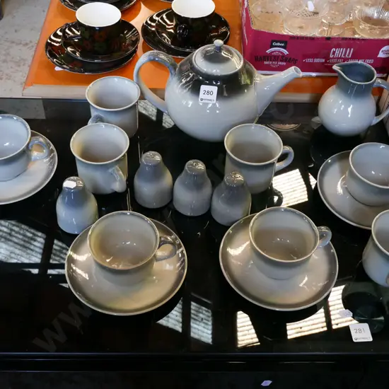 Temuka Pottery grey 19 piece tea set