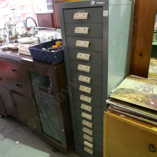 Precision 14 drawer filing cabinet H-1340 W-335 D-375 - no key