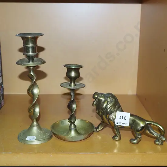2x barley twist candlesticks etc