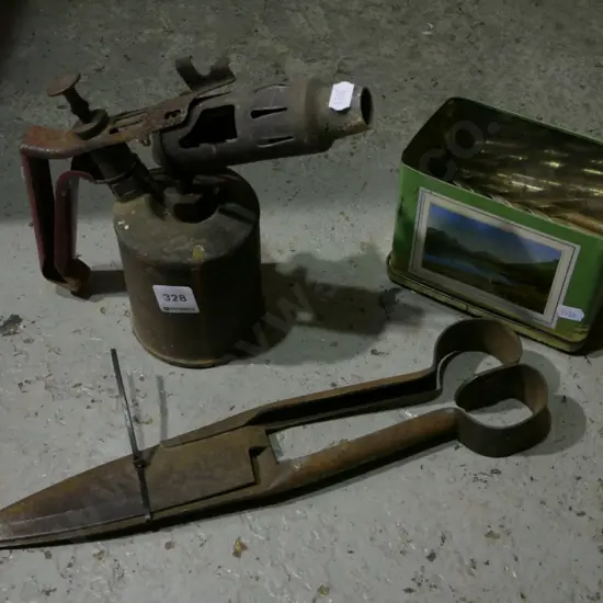 drill bits, hand clippers, blow torch