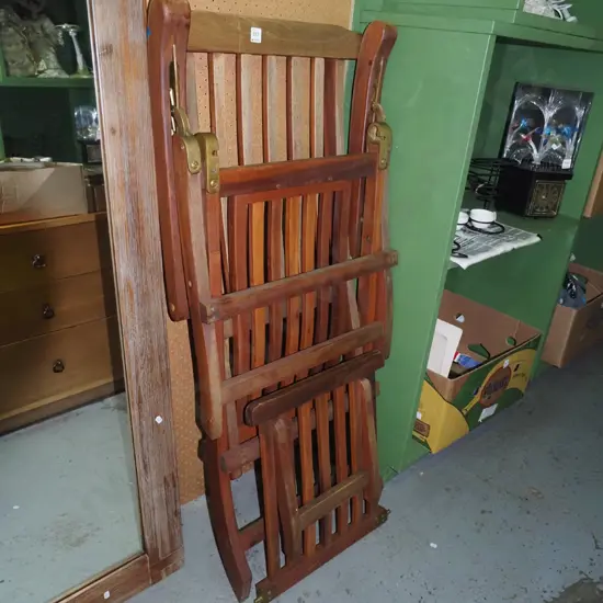 hardwood and brass ship's lounger