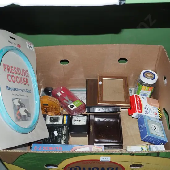 box; pressure cooker seals, blocks, photo frames etc