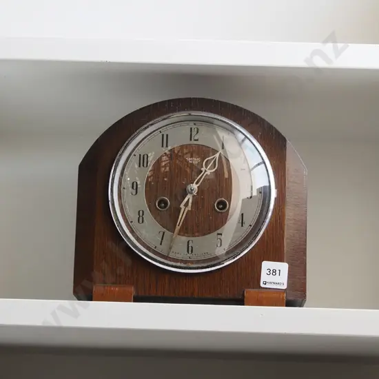 wood cased Smiths deco mantle clock