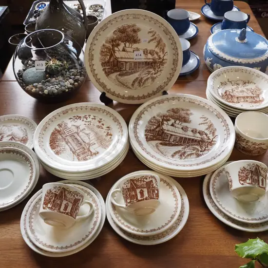 Crown Lynn Heritage table ware; trios, cups, plates etc