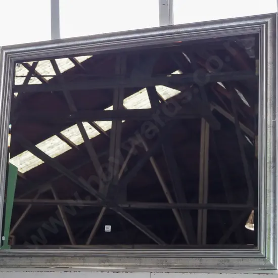 large bevelled edge silver framed wall mirror - some damage to frame H-1030 W-1340