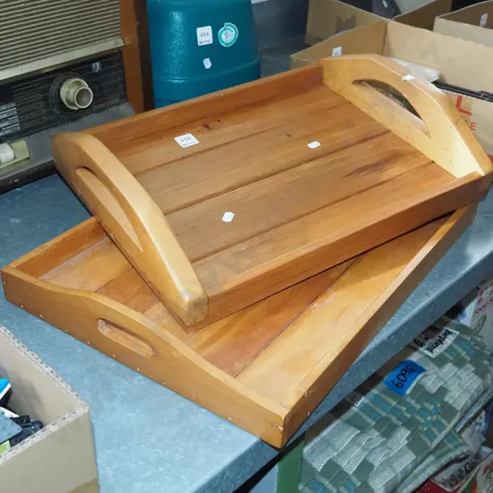 2x solid rimu serving trays