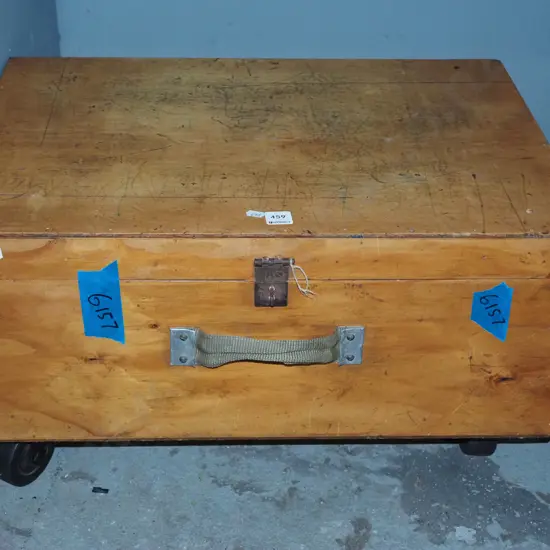 wooden plywood box on casters