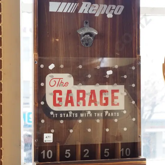 retro garage themed bottle top game