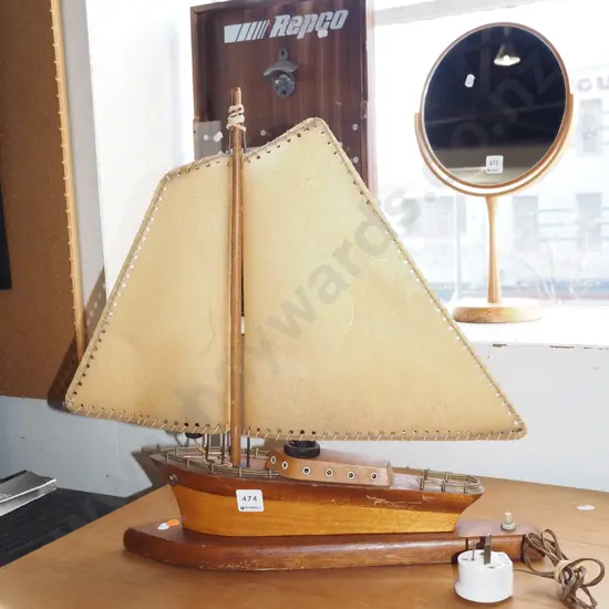 sailing ship themed table lamp - needs attention