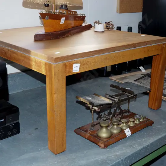 small mixed timber end table - veneer coming off